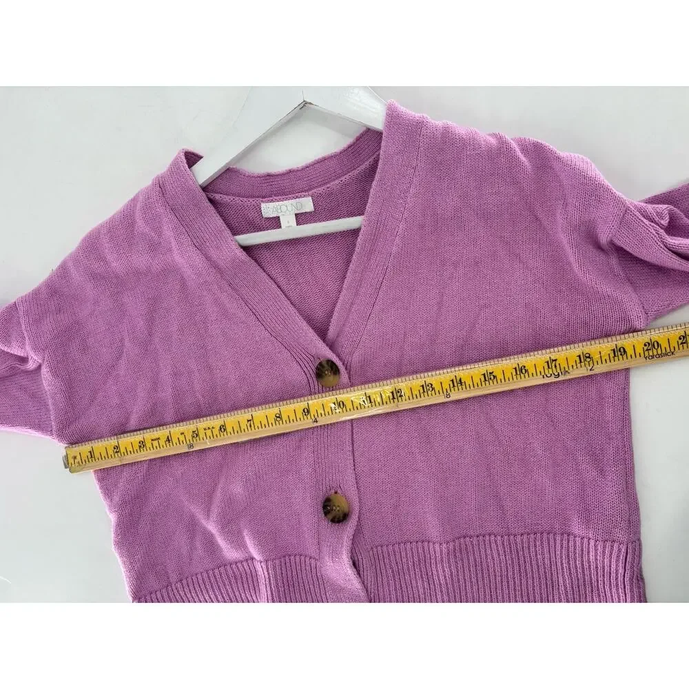 Abound Cardigan Sweater Womens Small Purple Buttons Knit 100% Cotton Stretch